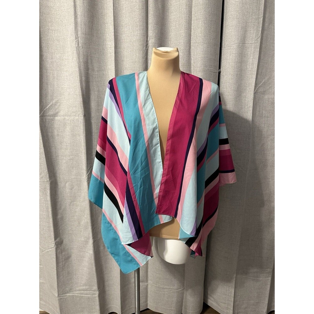 Lane Bryant One Size Striped Kimono Wrap Cardigan Cover Up Beach Lightweight